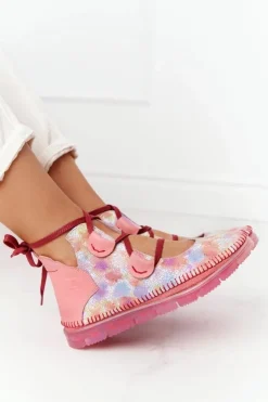 Damskie Maciejka Damskie Skórzane Trzewiki Róż 04457-15