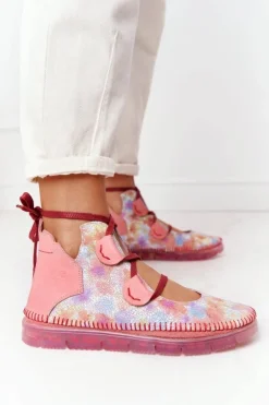 Damskie Maciejka Damskie Skórzane Trzewiki Róż 04457-15