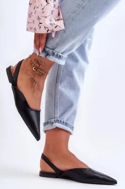 Boto Baleriny Skórzane|Baleriny Klasyczne*Damskie Skórzane Wsuwane Baleriny Czarne Germes