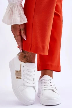 New Boto Damskie Sneakersy Biało-Złote Diahna