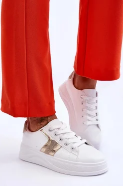 New Boto Damskie Sneakersy Biało-Złote Diahna