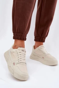 Big Star Shoes Buty Sportowe Big Star|Sneakersy Damskie*Damskie Sneakersy Big Star NN274668 Beżowe Beżowy