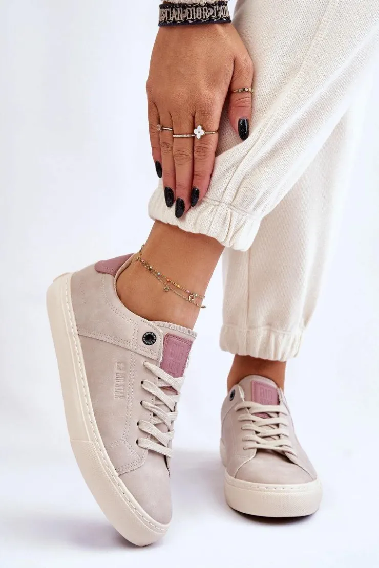 Big Star Shoes Buty Sportowe Big Star|Sneakersy Damskie*Damskie Sneakersy Big Star LL274399 Beżowe