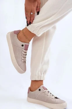 Big Star Shoes Buty Sportowe Big Star|Sneakersy Damskie*Damskie Sneakersy Big Star LL274399 Beżowe