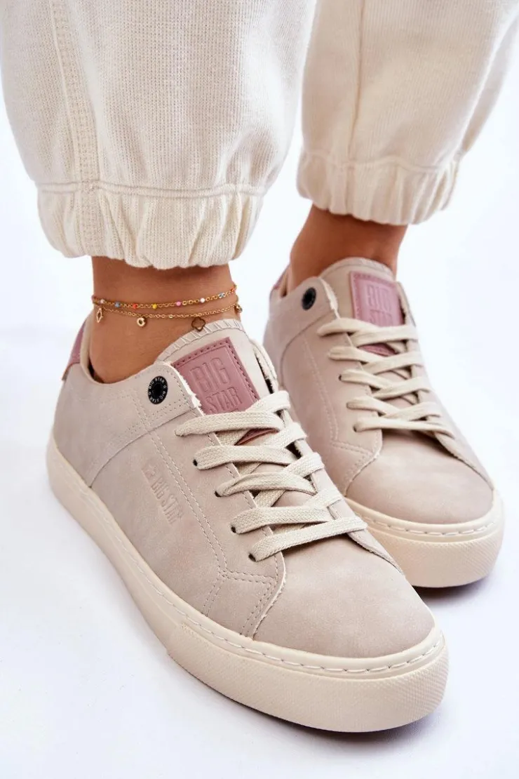 Big Star Shoes Buty Sportowe Big Star|Sneakersy Damskie*Damskie Sneakersy Big Star LL274399 Beżowe
