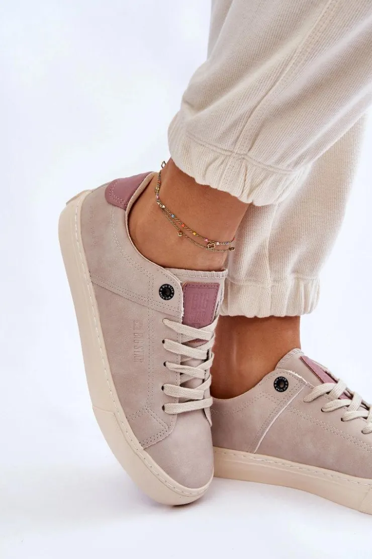 Big Star Shoes Buty Sportowe Big Star|Sneakersy Damskie*Damskie Sneakersy Big Star LL274399 Beżowe