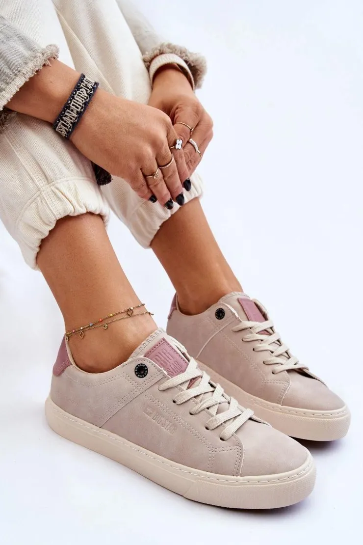 Big Star Shoes Buty Sportowe Big Star|Sneakersy Damskie*Damskie Sneakersy Big Star LL274399 Beżowe