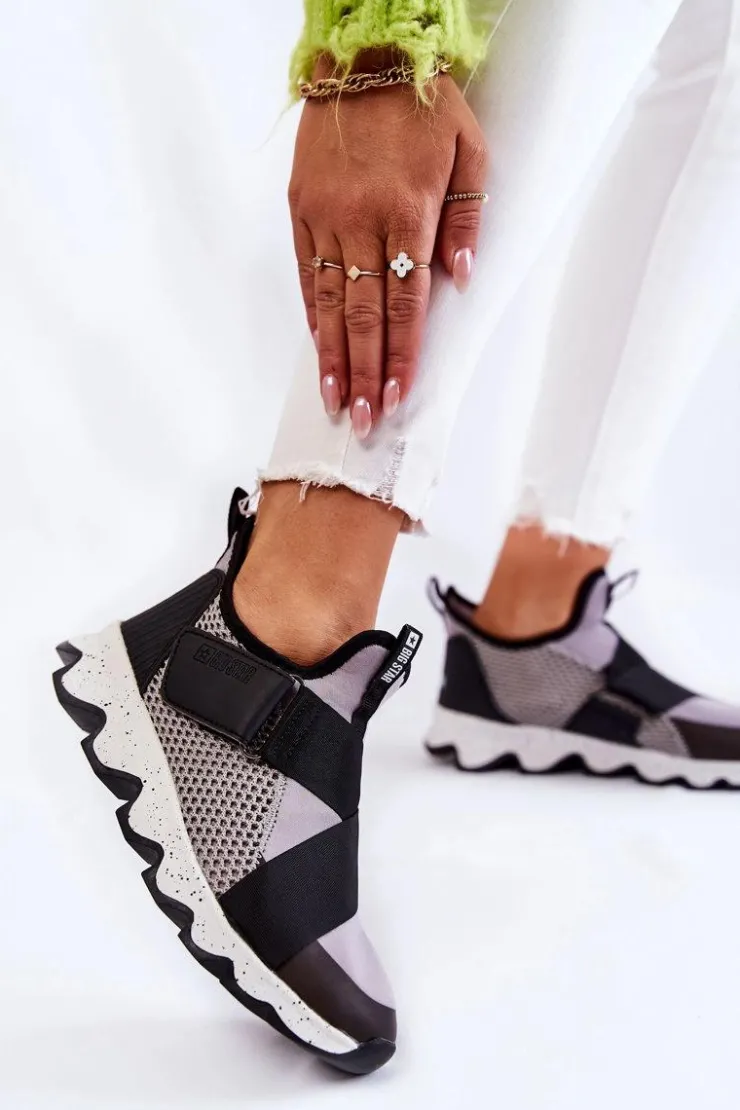 Damskie Big Star Shoes Damskie Sneakersy Big Star KK274546 Szaro-Czarne