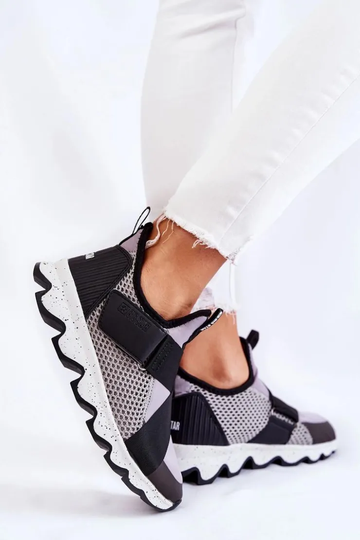 Damskie Big Star Shoes Damskie Sneakersy Big Star KK274546 Szaro-Czarne