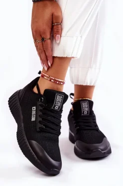 New Big Star Shoes Damskie Sneakersy Big Star KK274063 Czarne