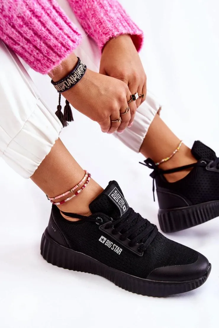 New Big Star Shoes Damskie Sneakersy Big Star KK274063 Czarne
