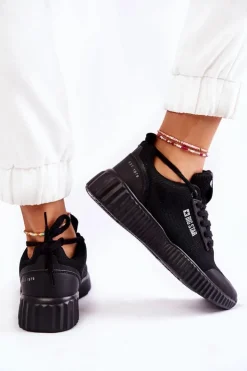 New Big Star Shoes Damskie Sneakersy Big Star KK274063 Czarne