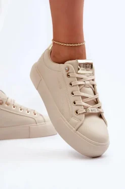 Big Star Shoes Damskie Sneakersy Big Star NN274210 Beżowe Beżowy