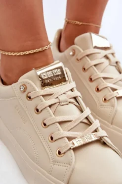 Big Star Shoes Damskie Sneakersy Big Star NN274210 Beżowe Beżowy
