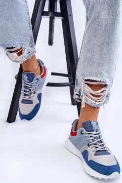 Clearance Big Star Shoes Damskie Sneakersy Big Star LL274421 Niebieskie