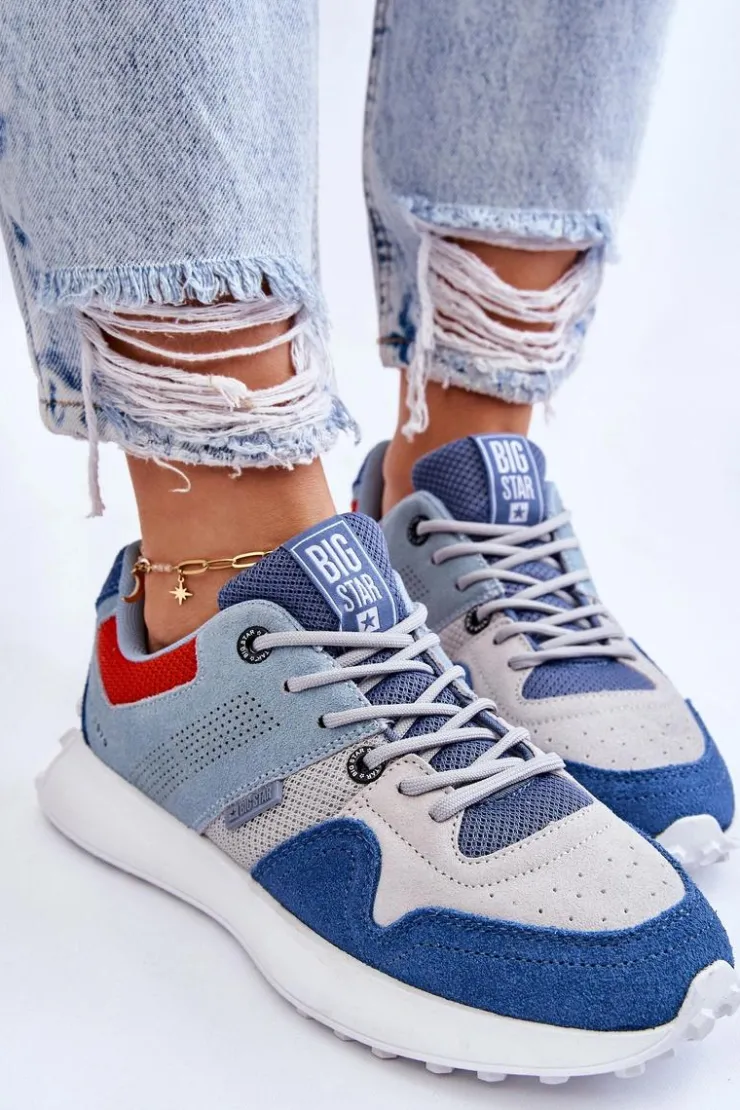 Clearance Big Star Shoes Damskie Sneakersy Big Star LL274421 Niebieskie