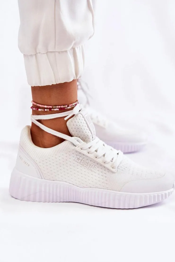 Big Star Shoes Buty Sportowe Na Platformie|Buty Sportowe Big Star*Damskie Sneakersy Big Star KK274062 Białe