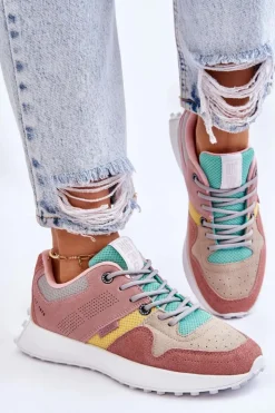 Damskie Big Star Shoes Damskie Sneakersy Big Star LL274422 Różowo-Beżowe
