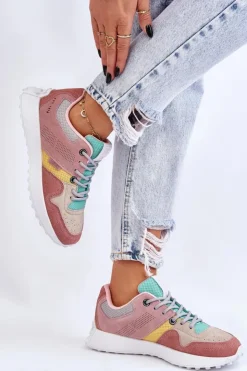 Damskie Big Star Shoes Damskie Sneakersy Big Star LL274422 Różowo-Beżowe