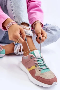 Damskie Big Star Shoes Damskie Sneakersy Big Star LL274422 Różowo-Beżowe