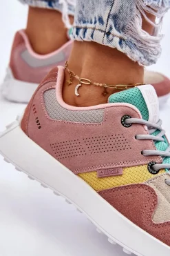 Damskie Big Star Shoes Damskie Sneakersy Big Star LL274422 Różowo-Beżowe