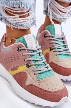 Damskie Big Star Shoes Damskie Sneakersy Big Star LL274422 Różowo-Beżowe