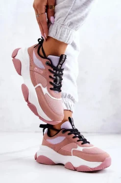 New Big Star Shoes Damskie Sneakersy Buty Sportowe Big Star JJ274577 Różowe