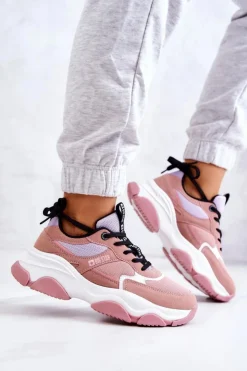New Big Star Shoes Damskie Sneakersy Buty Sportowe Big Star JJ274577 Różowe
