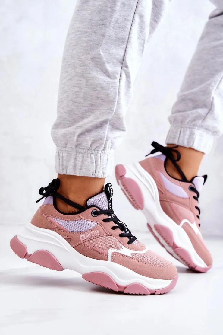 New Big Star Shoes Damskie Sneakersy Buty Sportowe Big Star JJ274577 Różowe