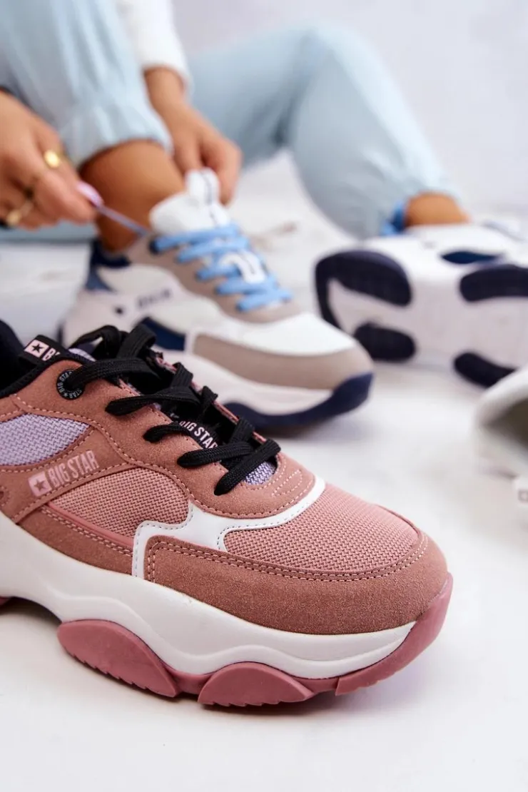 New Big Star Shoes Damskie Sneakersy Buty Sportowe Big Star JJ274577 Różowe