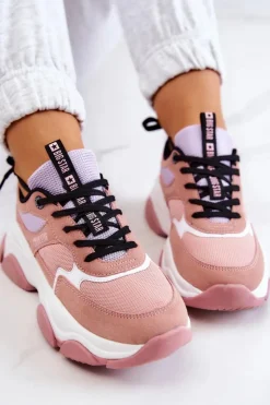 New Big Star Shoes Damskie Sneakersy Buty Sportowe Big Star JJ274577 Różowe