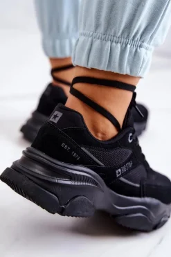 Big Star Shoes Buty Sportowe Big Star*Damskie Sneakersy Buty Sportowe Big Star JJ274578 Czarne