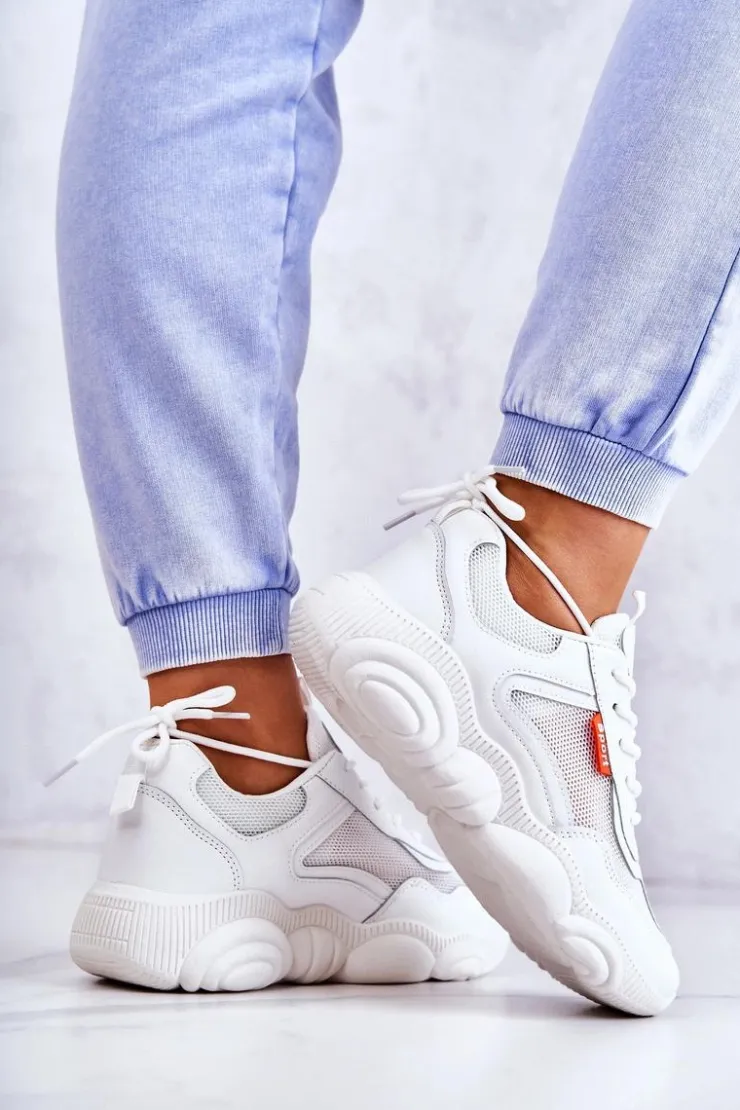 Damskie Boto Damskie Sneakersy Buty Sportowe Z Siateczką Białe Sallis