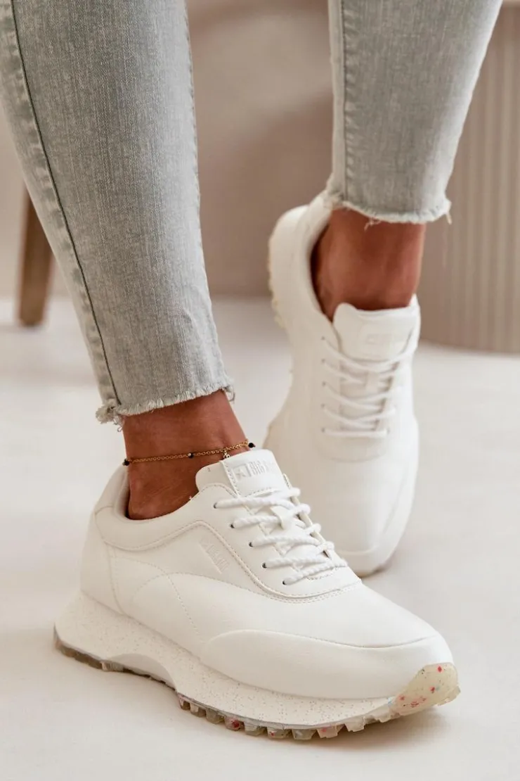 Outlet Big Star Shoes Damskie Sneakersy Buty Sportowe Z Eko Skóry Big Star OO274023 Hi-Poly System Białe