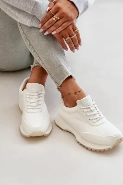 Outlet Big Star Shoes Damskie Sneakersy Buty Sportowe Z Eko Skóry Big Star OO274023 Hi-Poly System Białe