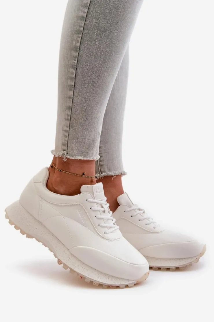 Outlet Big Star Shoes Damskie Sneakersy Buty Sportowe Z Eko Skóry Big Star OO274023 Hi-Poly System Białe