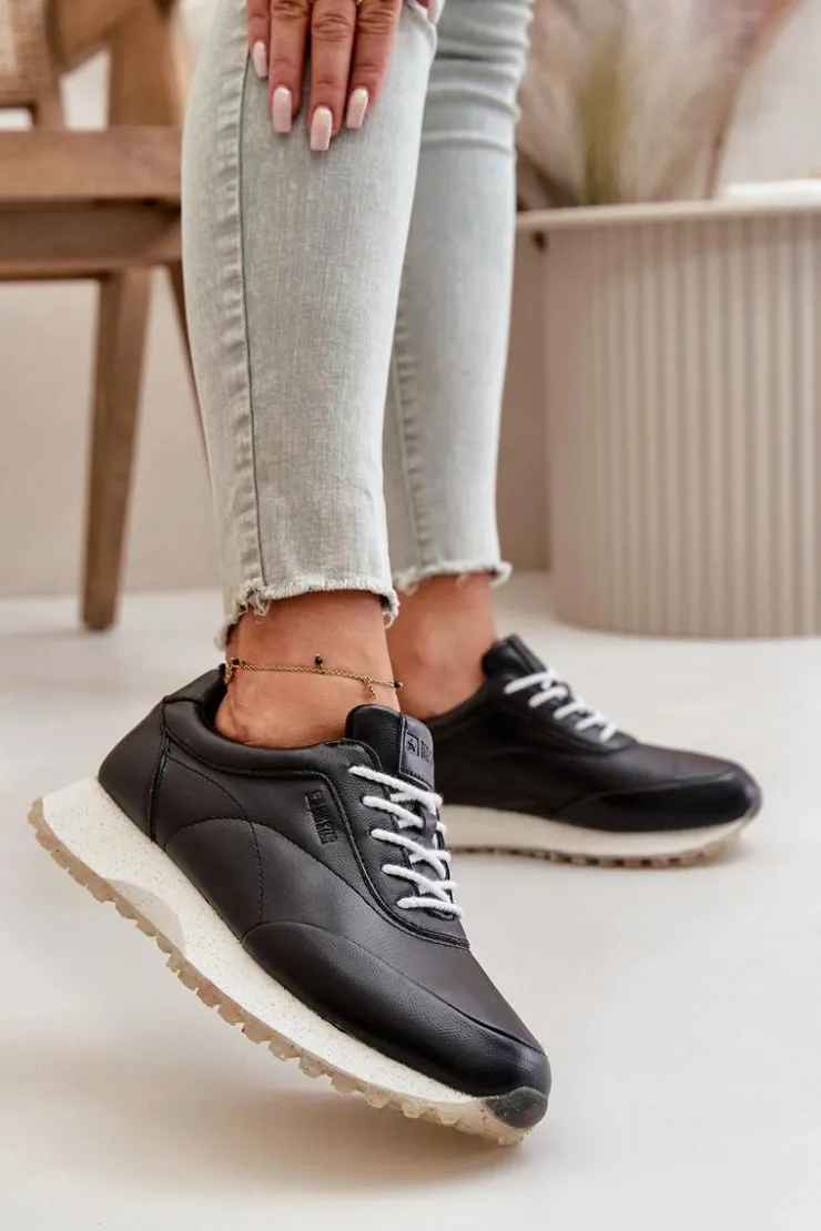 Damskie Big Star Shoes Damskie Sneakersy Buty Sportowe Z Eko Skóry Big Star OO274024 Hi-Poly System Czarne