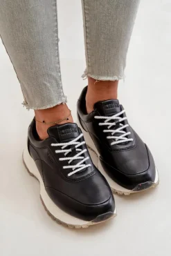 Damskie Big Star Shoes Damskie Sneakersy Buty Sportowe Z Eko Skóry Big Star OO274024 Hi-Poly System Czarne