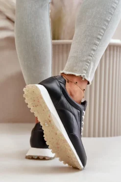 Damskie Big Star Shoes Damskie Sneakersy Buty Sportowe Z Eko Skóry Big Star OO274024 Hi-Poly System Czarne