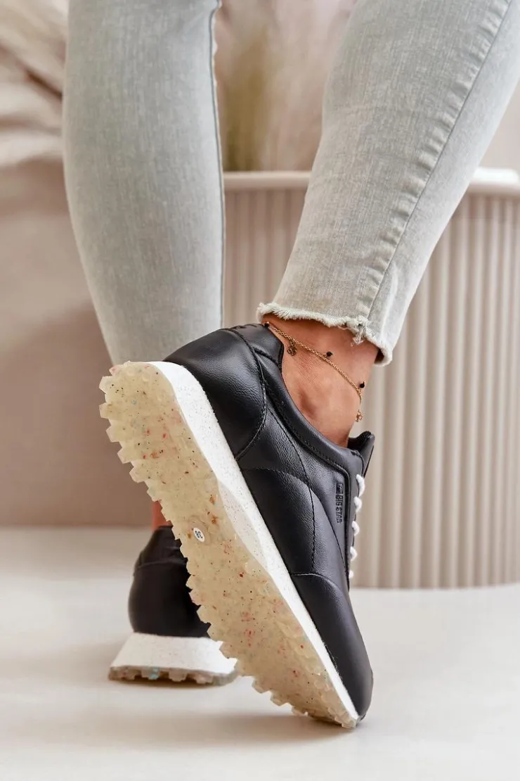 Damskie Big Star Shoes Damskie Sneakersy Buty Sportowe Z Eko Skóry Big Star OO274024 Hi-Poly System Czarne