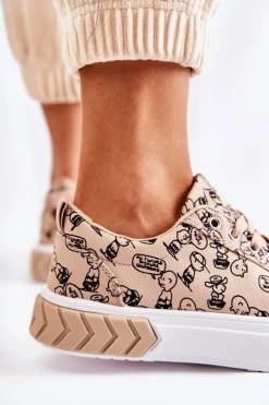Damskie Boto Damskie Sneakersy Buty Sportowe W Print Beżowe Awersa
