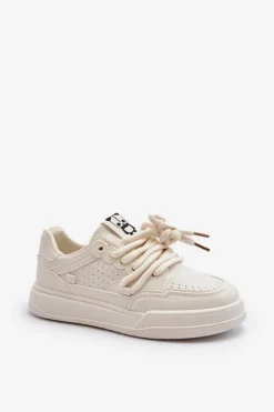 Damskie Boto Damskie Sneakersy Eko Skórzane Beżowe Avanalis