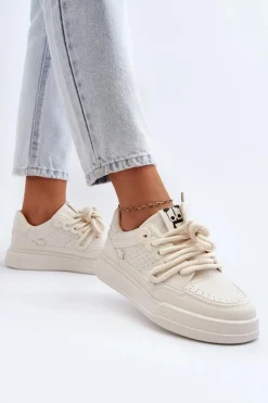 Damskie Boto Damskie Sneakersy Eko Skórzane Beżowe Avanalis