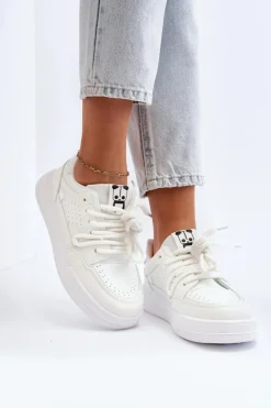 Discount Boto Damskie Sneakersy Eko Skórzane Białe Avanalis Biały