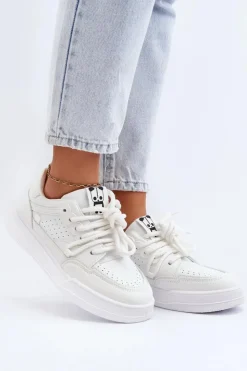 Discount Boto Damskie Sneakersy Eko Skórzane Białe Avanalis Biały