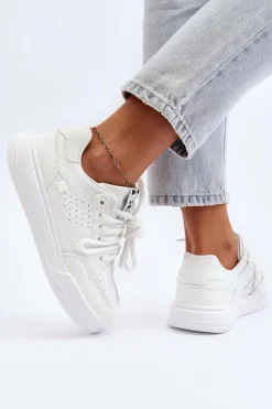 Discount Boto Damskie Sneakersy Eko Skórzane Białe Avanalis Biały