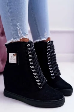 Boto Sneakersy Damskie*Damskie Sneakersy Lu Boo Ażurowe Zamszowe Czarne Clamma