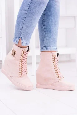 Boto Sneakersy Damskie*Damskie Sneakersy Lu Boo Z Łańcuchami Zamszowe Różowe Monica