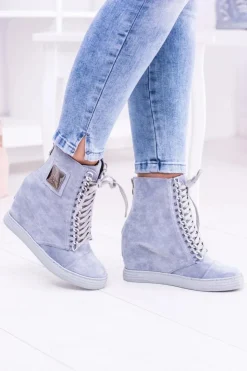 Clearance Boto Damskie Sneakersy Lu Boo Z Łańcuchami Zamszowe Niebieskie Monica