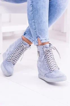 Clearance Boto Damskie Sneakersy Lu Boo Z Łańcuchami Zamszowe Niebieskie Monica